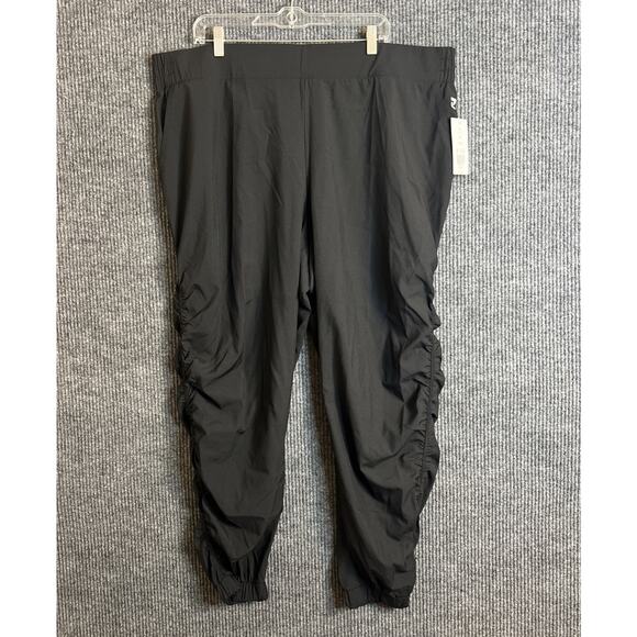 Zelos Womens Activewear Pants 3X Black Pull On Ruched Elastic Waist Lightweight - Picture 1 of 12